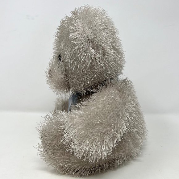 Bear B J Toy Plush Stuffed Silver Gray Applique Brown Patches‎ 9” Tall Long Hair - Picture 2 of 6